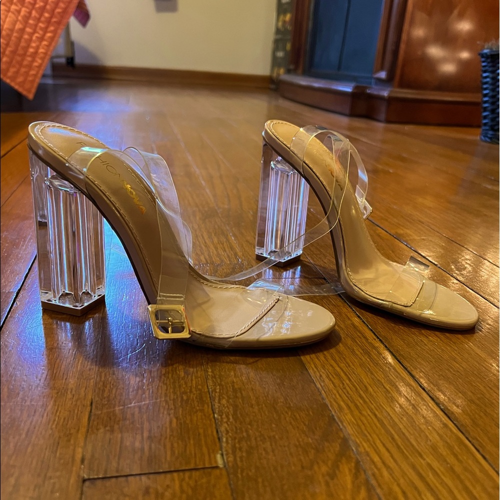 Clear strap heel
